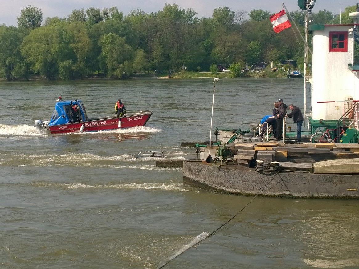 Suchaktion in der Donau nach versunkenem Auto bei Korneuburg.