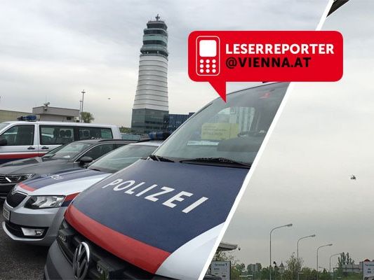 Zahlreiche Polizeiautos waren am Flughafen Wien zu sehen. Zahlreiche Polizeiautos waren am Flughafen Wien zu sehen.