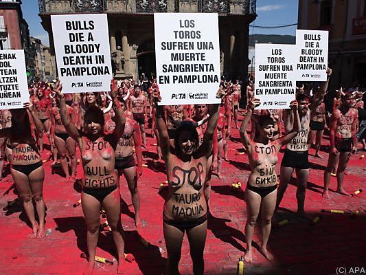 Proteste gegen Stierkämpfe in Pamplona