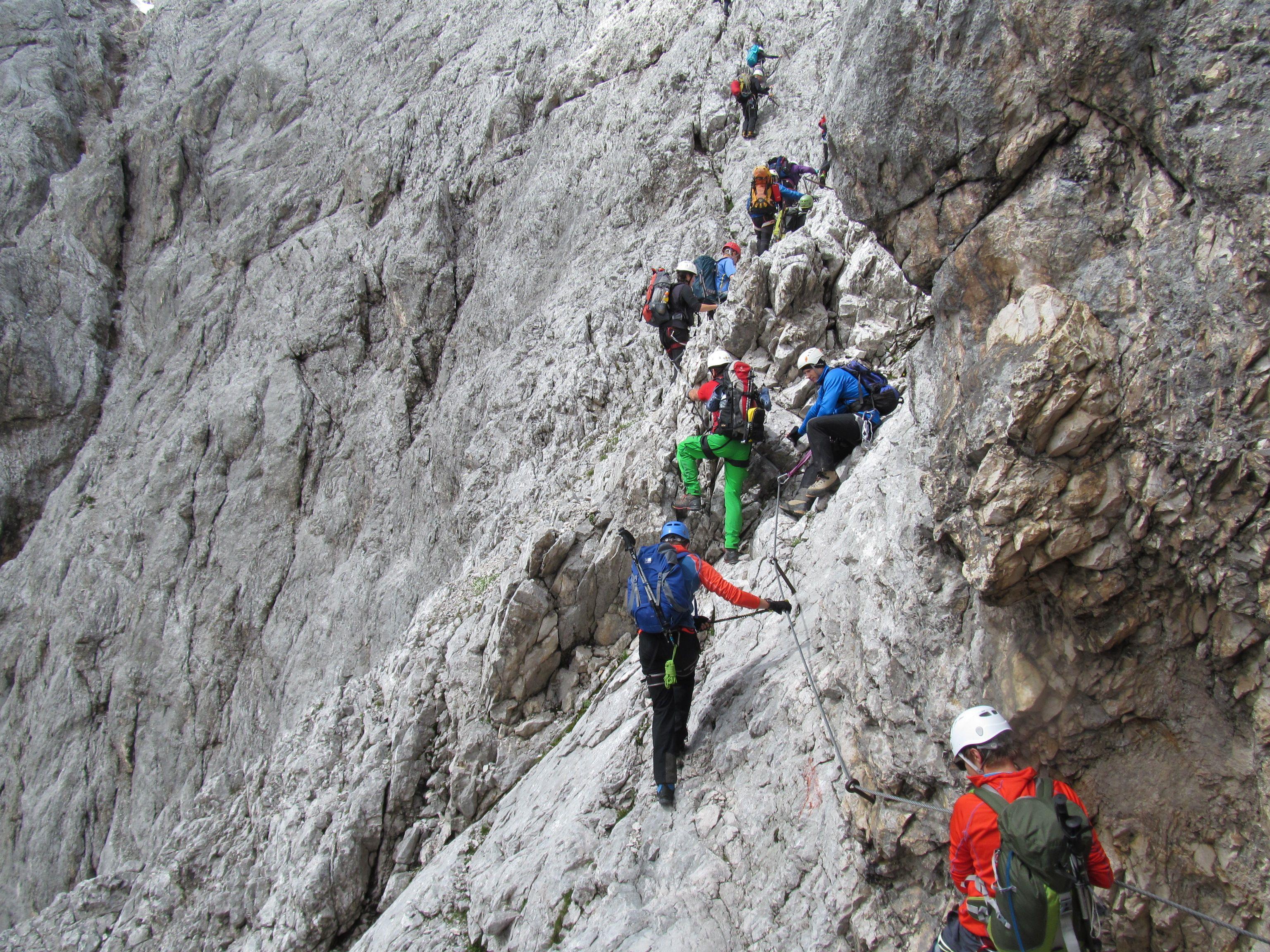 Naturfreundegruppe auf dem Klettersteig zur Zugspitze