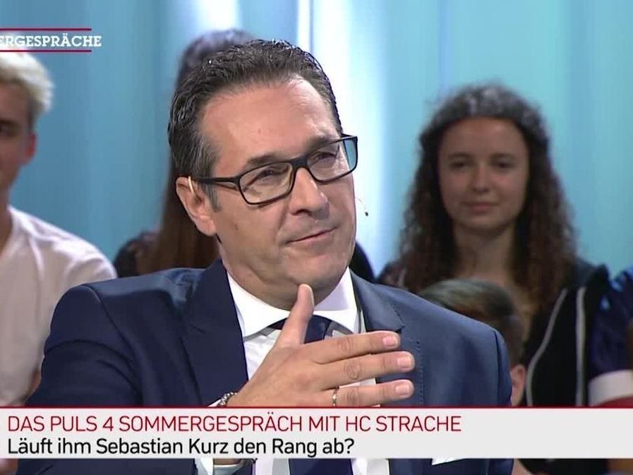 HC Strache im Puls 4-Sommergespräch. HC Strache im Puls 4-Sommergespräch.