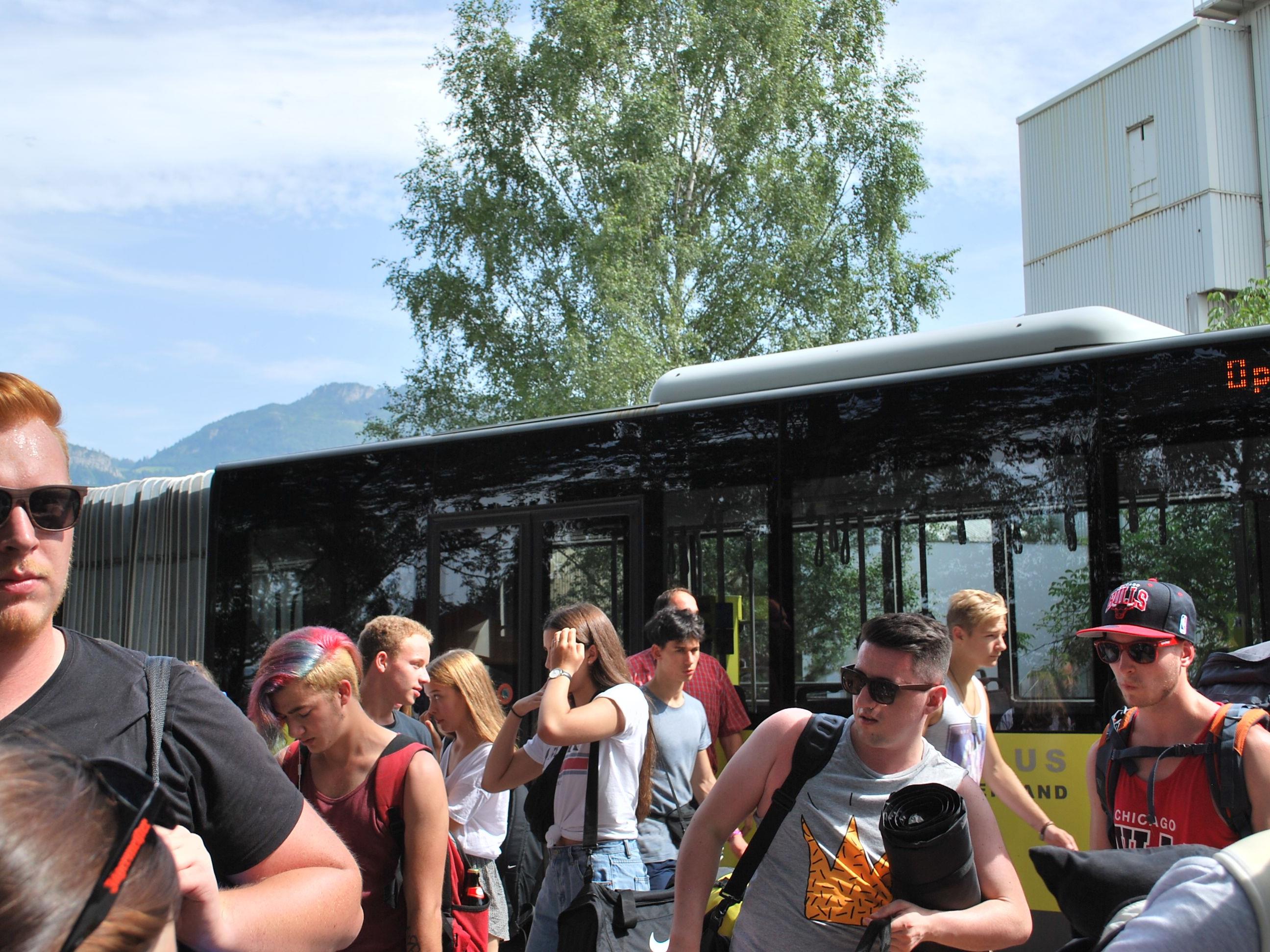 Zum Festival Gelände besteht ein Shuttlebus von Hohenems und Lustenau