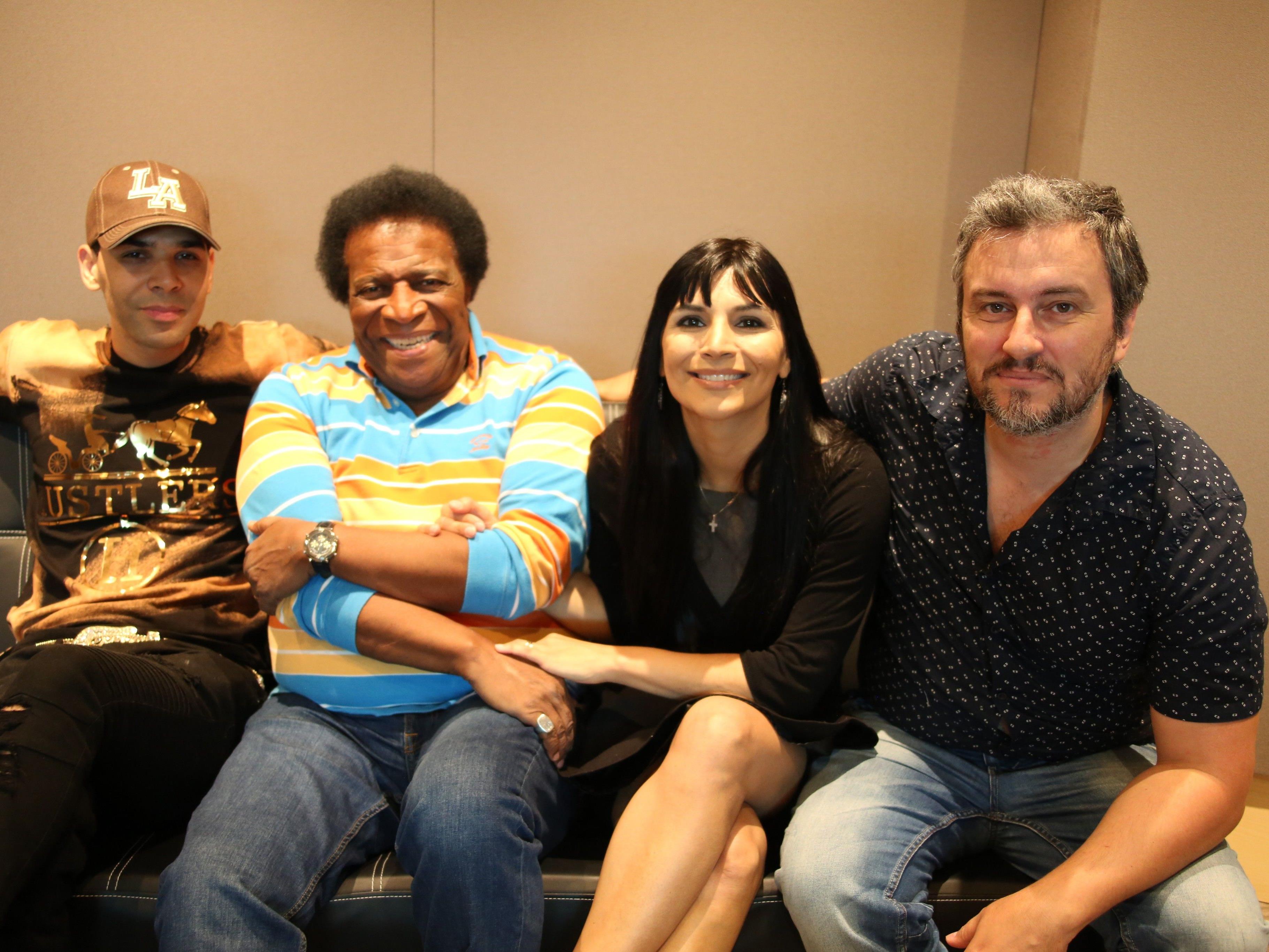 Al Walser und Roberto Blanco mit Marcella und Marco Adami im Studio Colosseum Sound Factory.