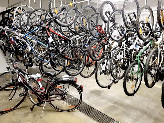 Im Fahrradkeller im Rathaus Bludenz warten derzeit 50 Räder auf Abholung durch ihre Besitzer.