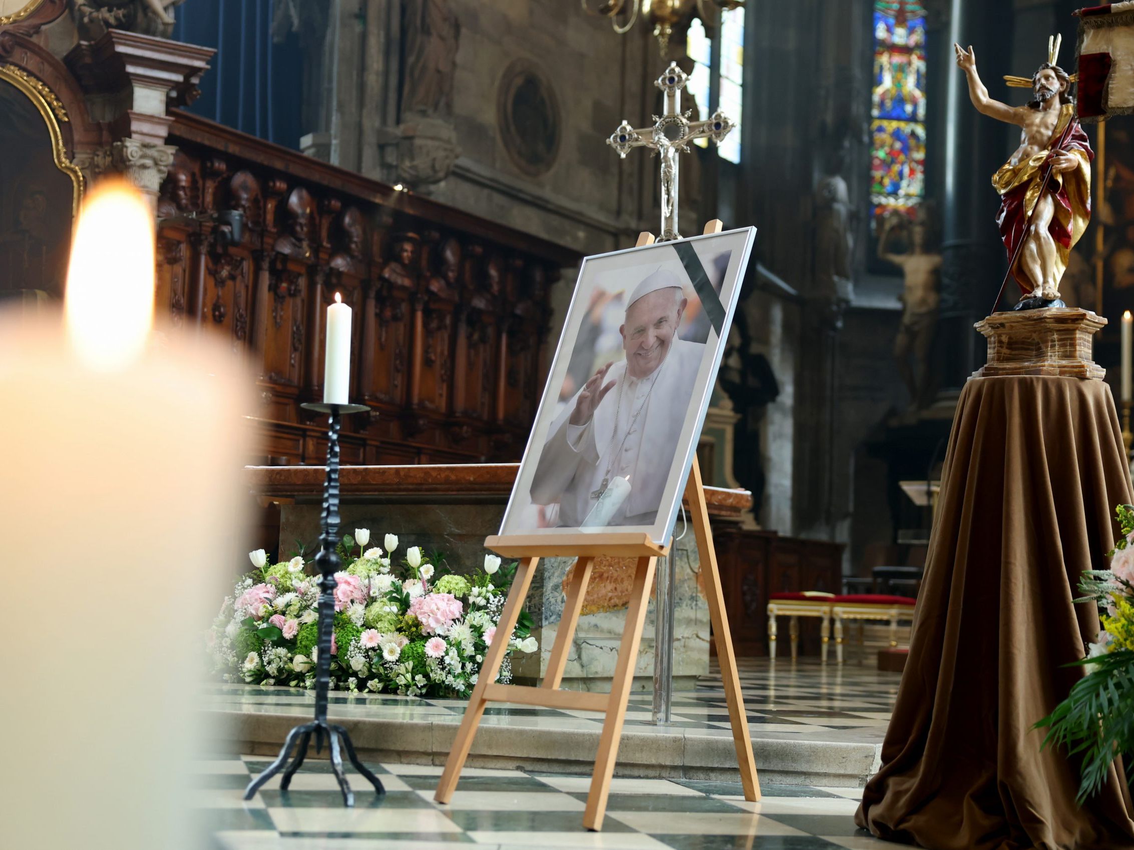 Ein Bild von Papst Franziskus im Wiener Stephansdom. Ein Bild von Papst Franziskus im Wiener Stephansdom.
