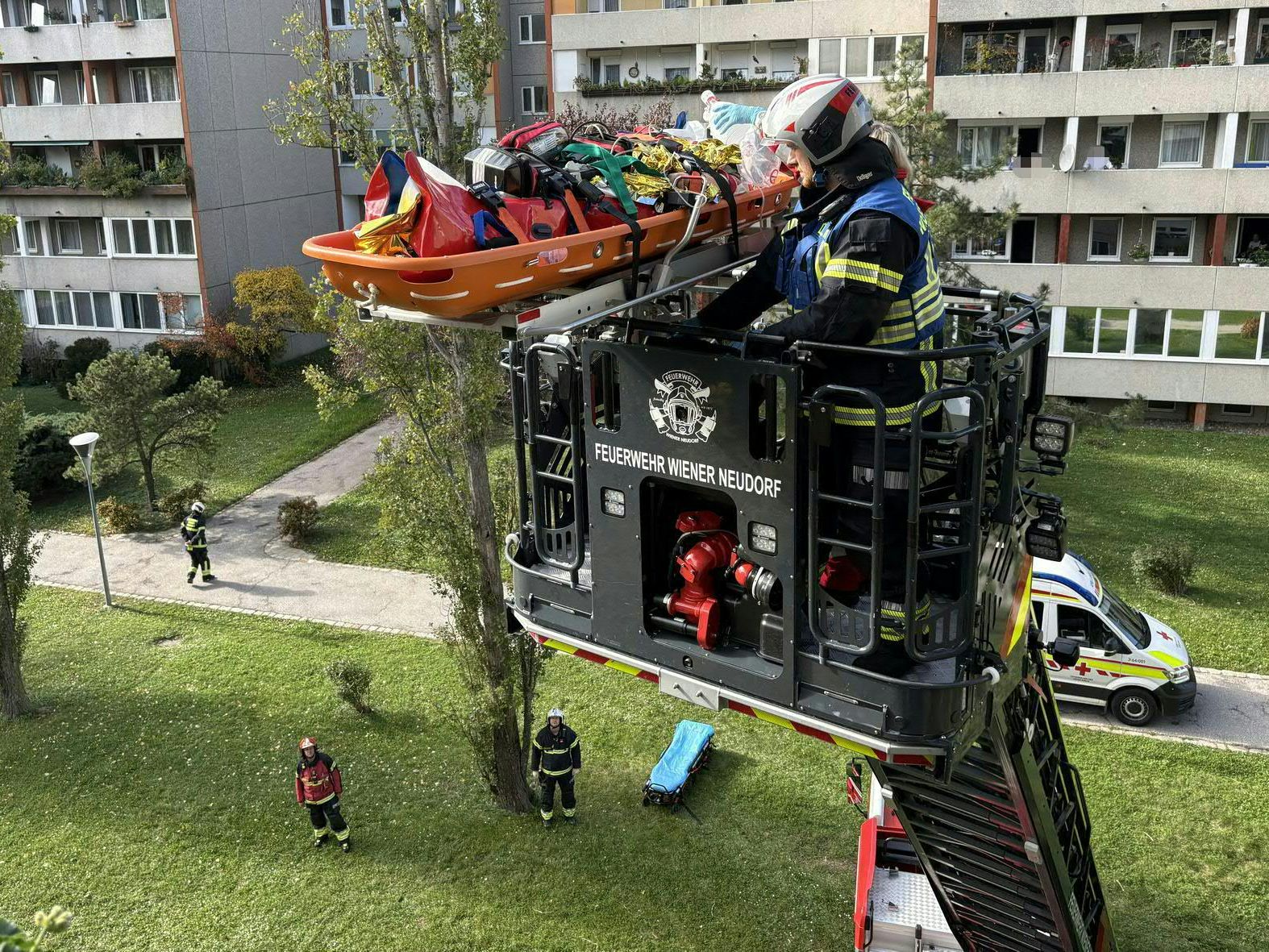 Nach einer erfolgreichen Wiederbelebung in Wiener Neudorf ist auch die örtliche Feuerwehr ausgerückt. Nach einer erfolgreichen Wiederbelebung in Wiener Neudorf ist auch die örtliche Feuerwehr ausgerückt.